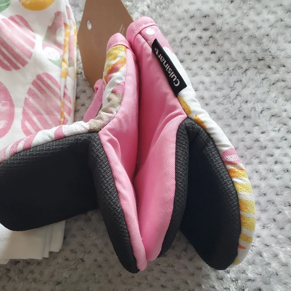Cuisinart Easter Egg Kitchen Towels and‎ Mini Oven Mitts Set 4pc Pink Green